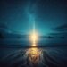 Una luminaria emerge del mar